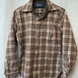 Pendleton Wool Plaid Shirt in Brown and Cream